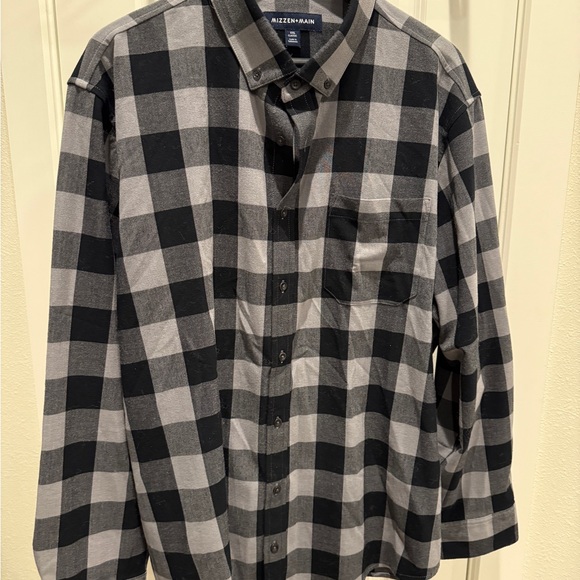 Mizzen+Main Black and Gray Checkered Button Down Flannel XXL Classic - Picture 1 of 4